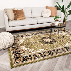 Persian Rug - Rezah Medallion Olive Green