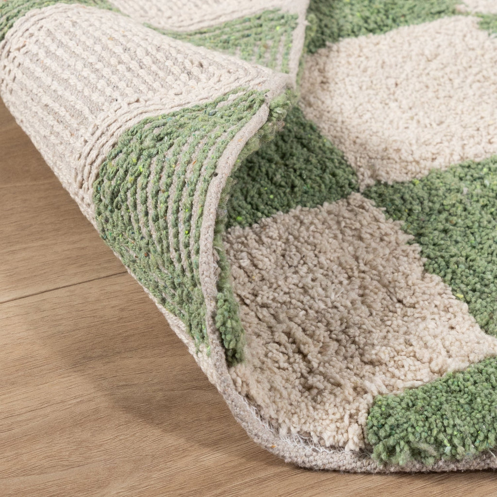 Round Retro Rug - Gambit Green/White