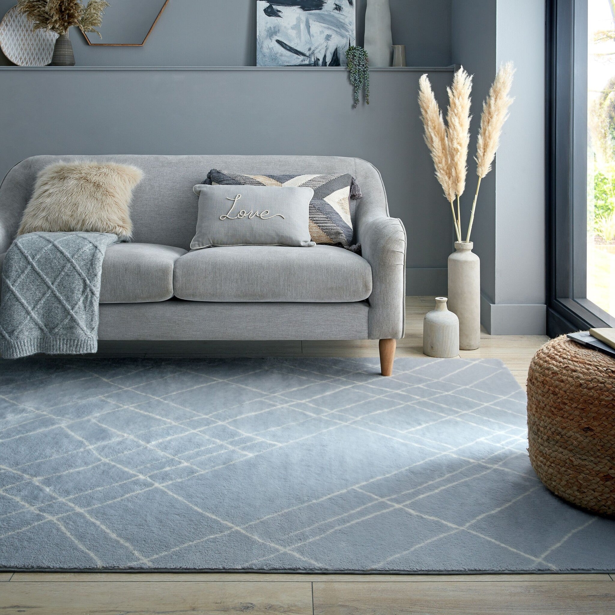 Washable Berber Floor Rug - Furo Alisha Grey/White