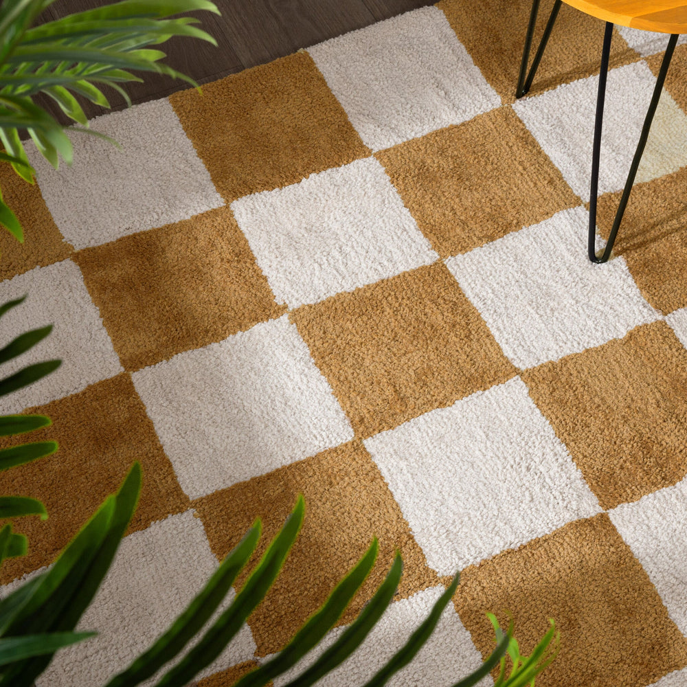 Checkerboard Rug - Blox Ochre Yellow
