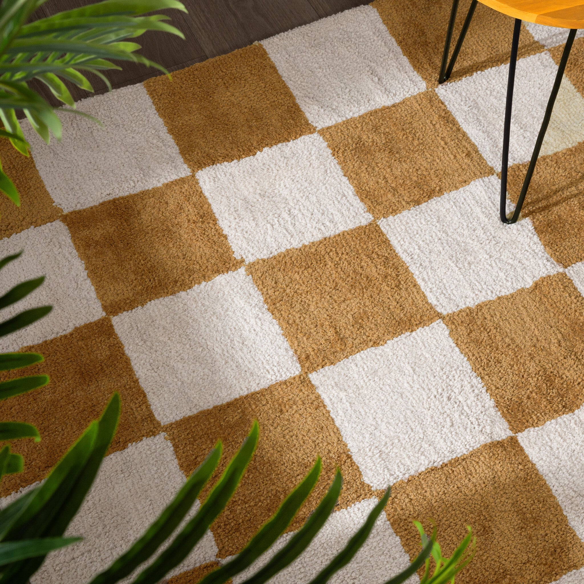 Checkerboard Rug - Blox Ochre Yellow
