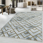 Modern Floor Rug - Marble Pattern Grey/Gold