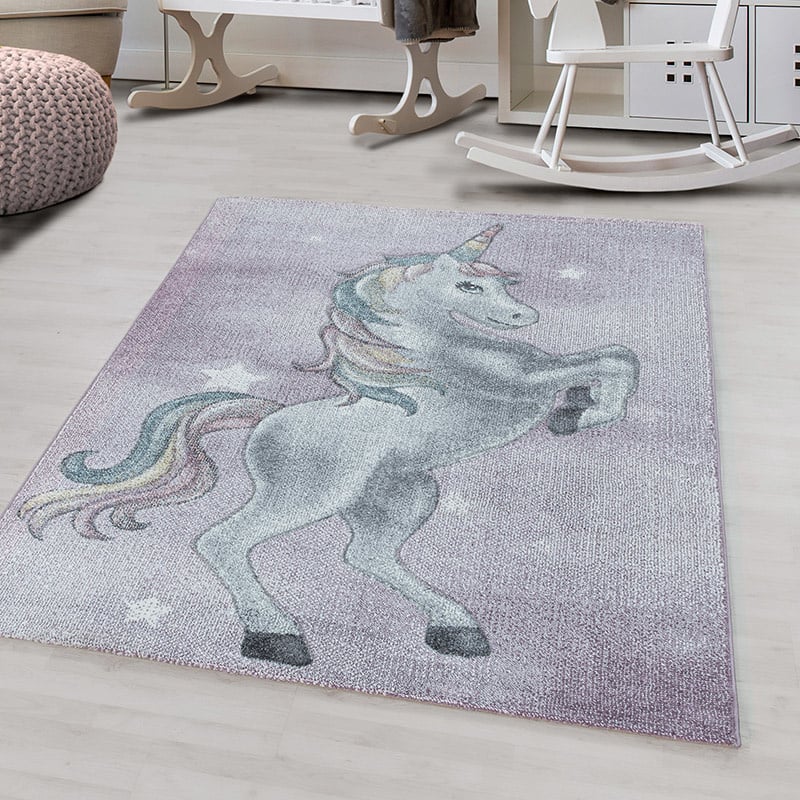 Children's floor rug Unicorn - Fleurtje Purple
