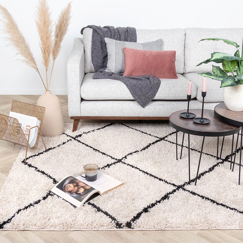 High Pile Rug - Sensa Lines Cream/Black