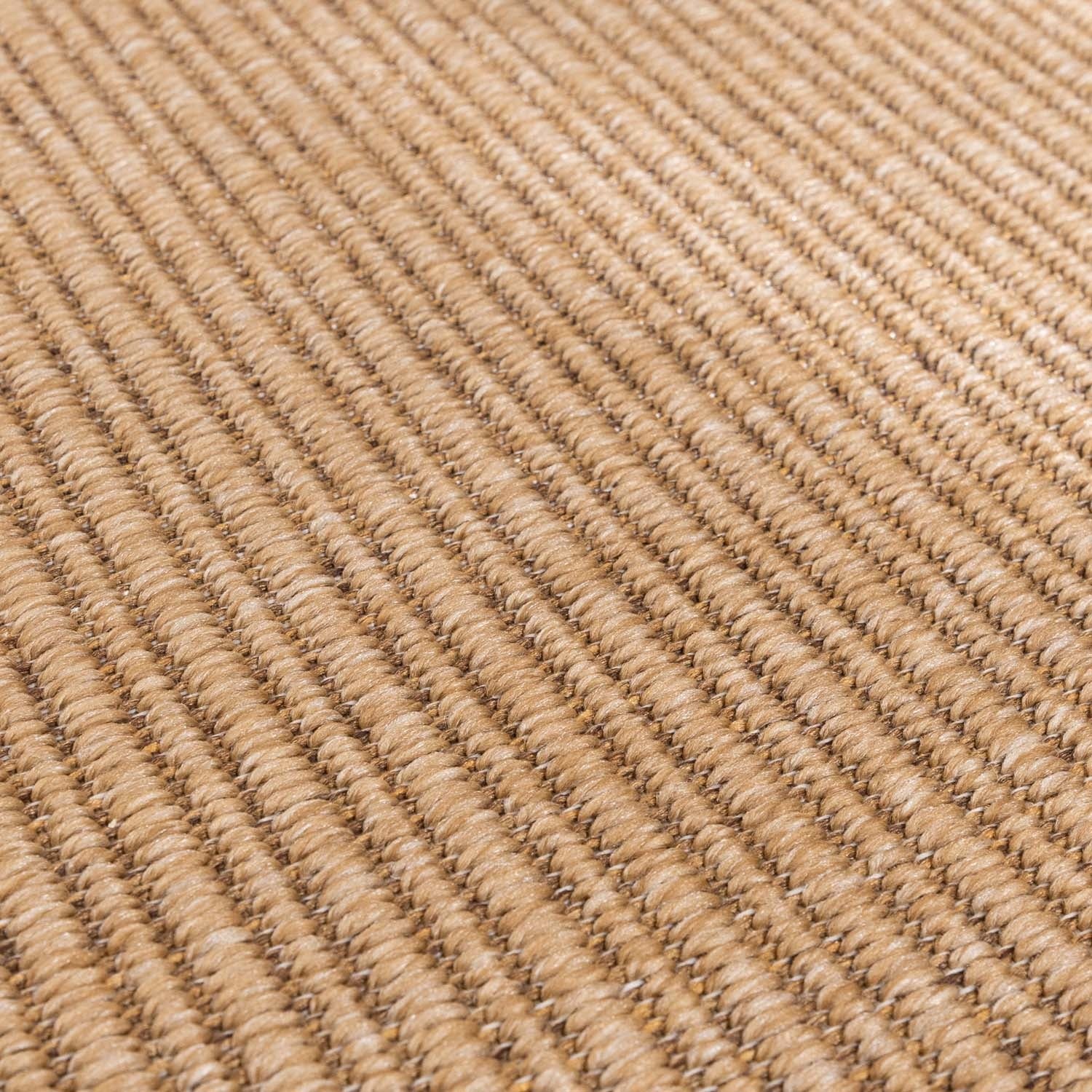Round Jute Outdoor Rug - Mavi Border Cream/Brown