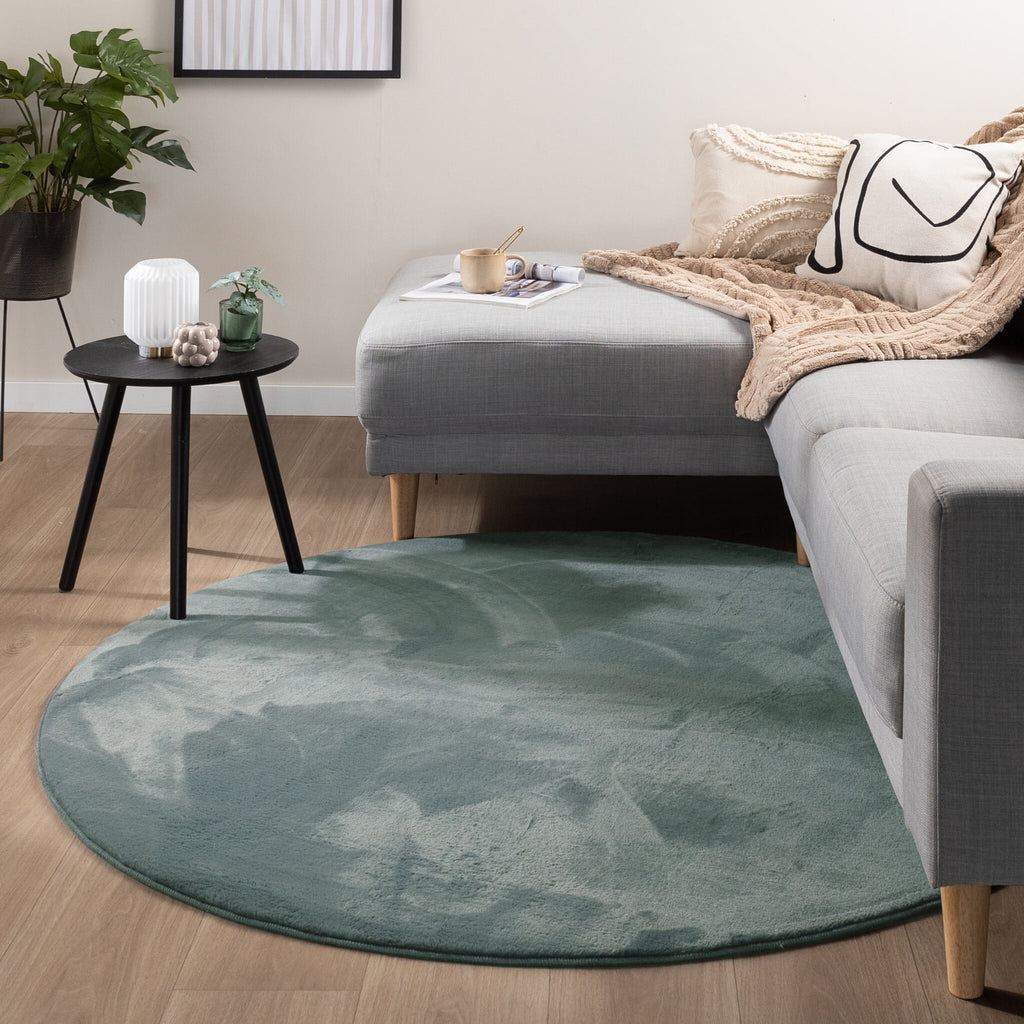 Round Low-Pile Rug - Cozy Green