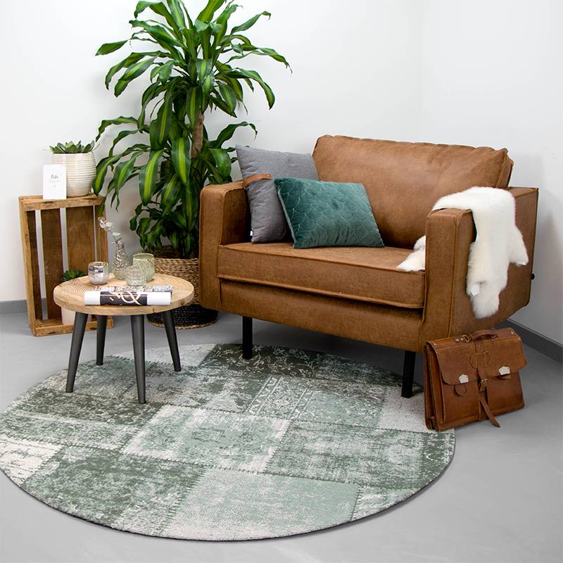 Round Patchwork Rug - Dreams Green