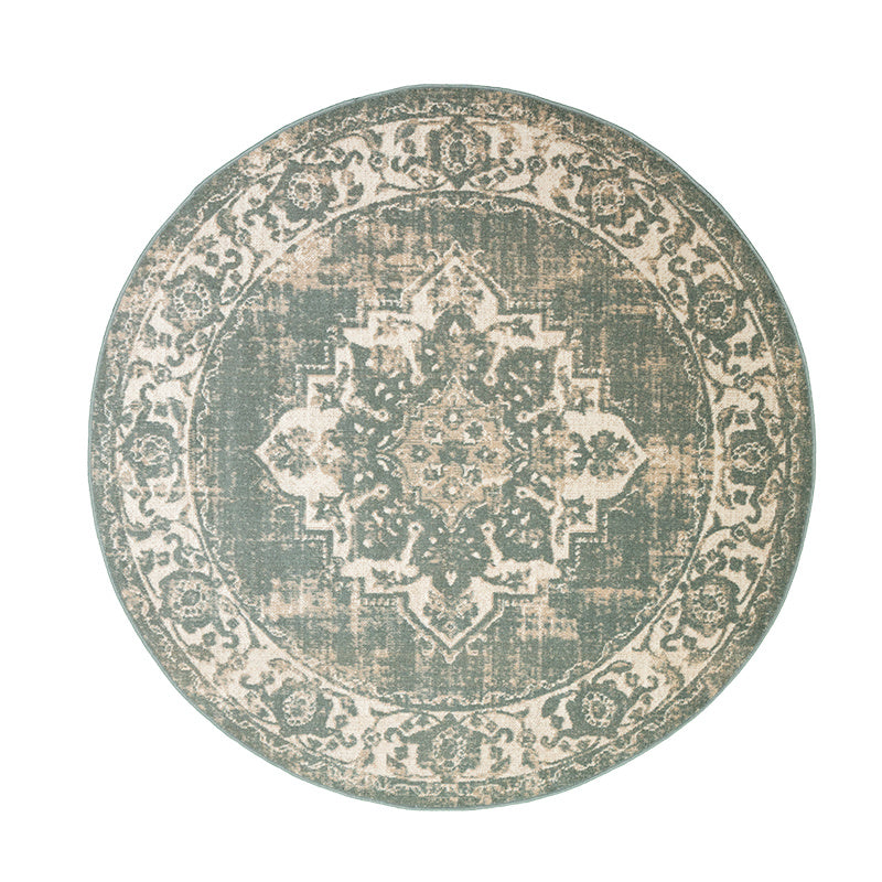 Round Vintage Rug - Spring Medallion Green/Cream