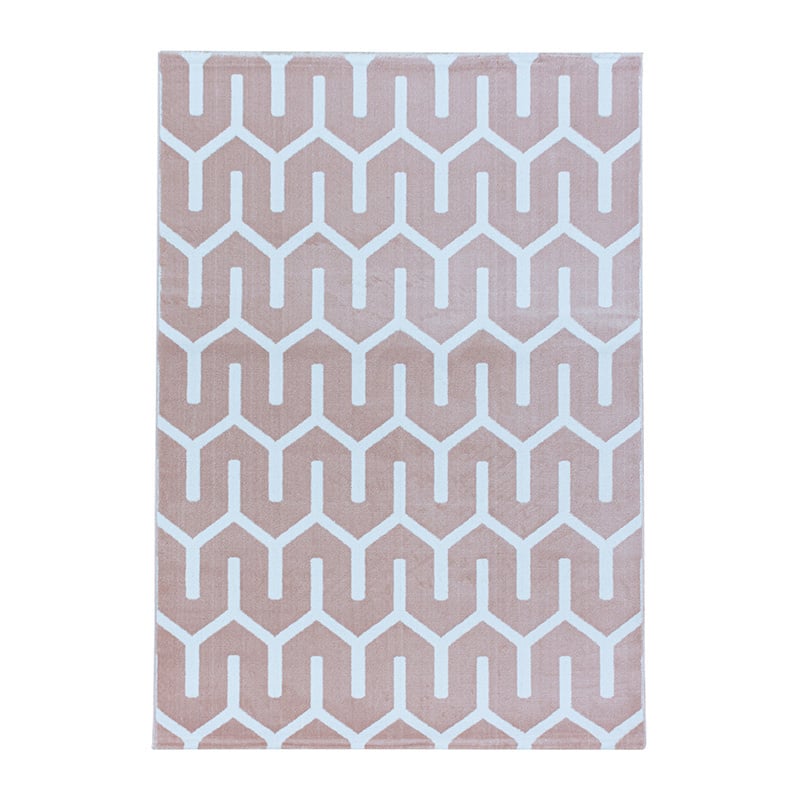 Modern Floor Rug - Streaky Pattern Pink/White