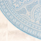 Round Outdoor Rug - Summer Oriental Light Blue