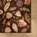 Washable rug – Misty Flowers Brown