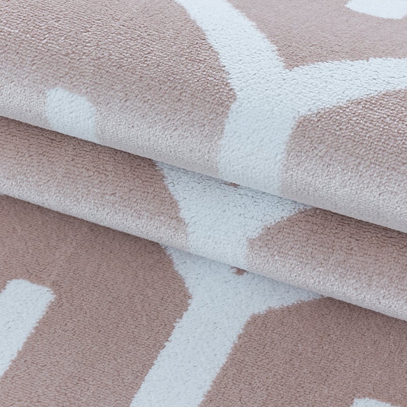 Modern Floor Rug - Streaky Pattern Pink/White