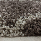 Round berber floor rug - Agadir Lines Taupe/Cream