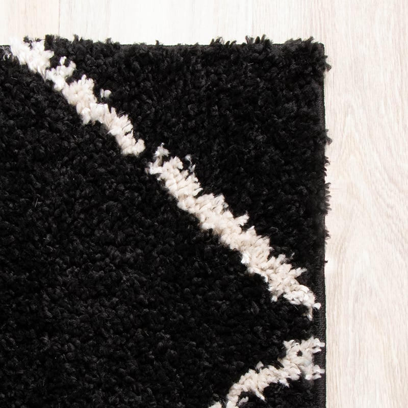 High Pile Rug - Grand Lines Black/Cream