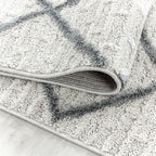 Round Scandinavian floor rug - Pitea Strangle Cream