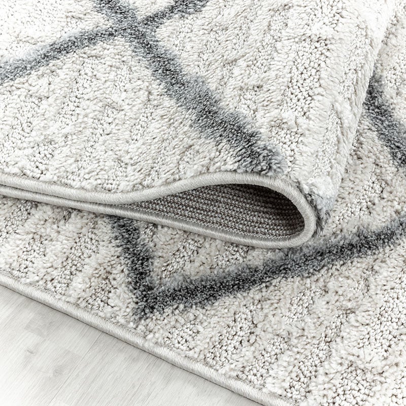 Round Scandinavian floor rug - Pitea Strangle Cream
