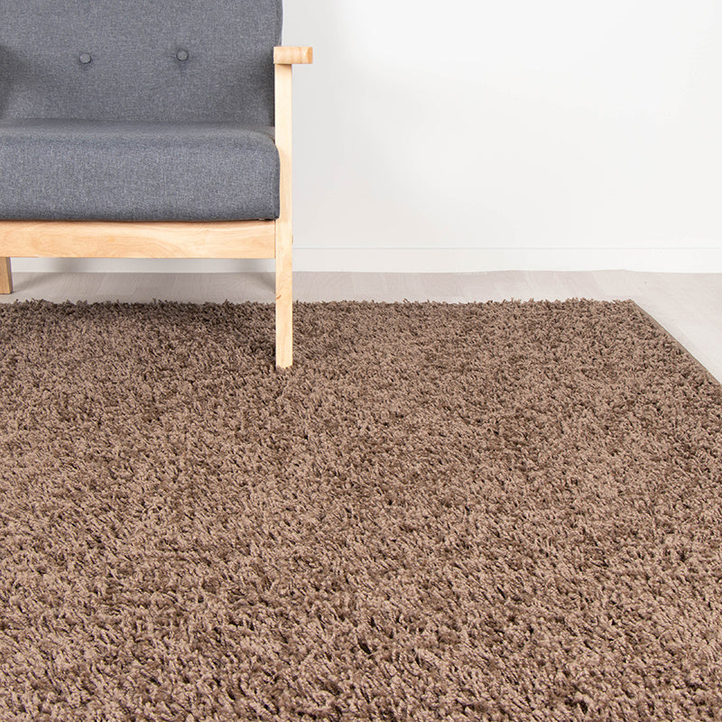Round High Pile Rug - Solid Taupe