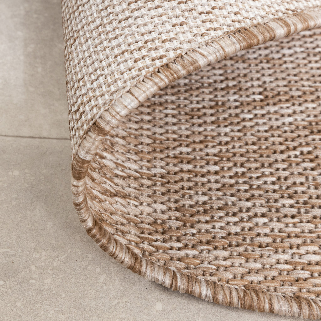 Round Indoor Outdoor Rug - Sierra Arches Beige/Cream