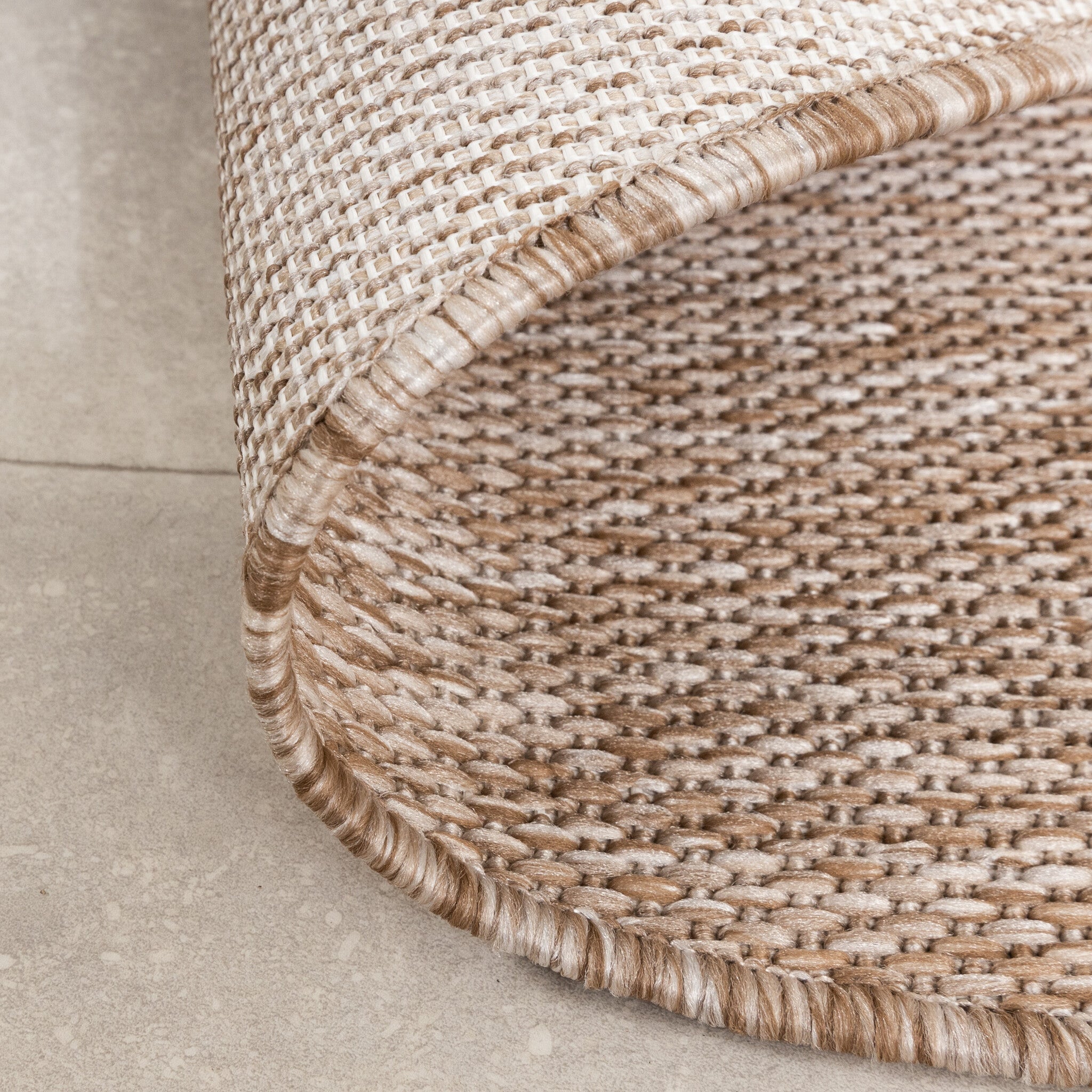 Round Indoor Outdoor Rug - Sierra Arches Beige/Cream