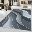 Modern floor rug - Streaky Waves Grey/White