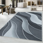 Modern floor rug - Streaky Waves Grey/White