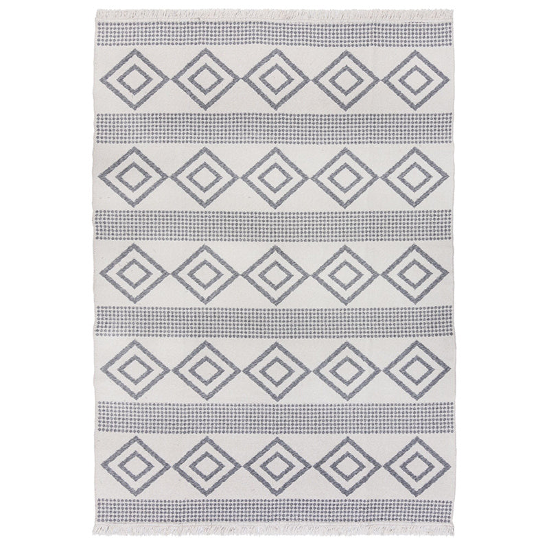 Geometric floor rug - Decio Teo Grey/White