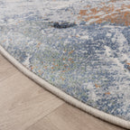 Round Abstract Rug - Xavier Wave Blue/Grey