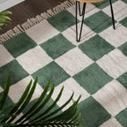 Checkerboard Rug - Blox Fringe Green