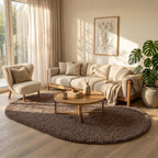 Oval Shaggy Rug - Blaze Taupe