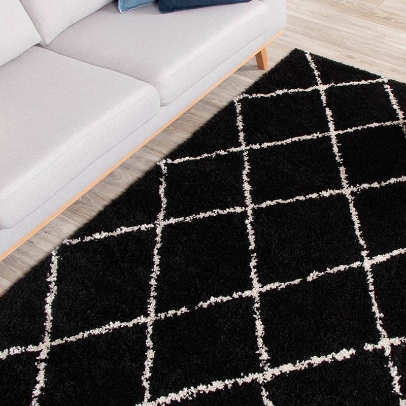 High Pile Rug - Grand Lines Black/Cream