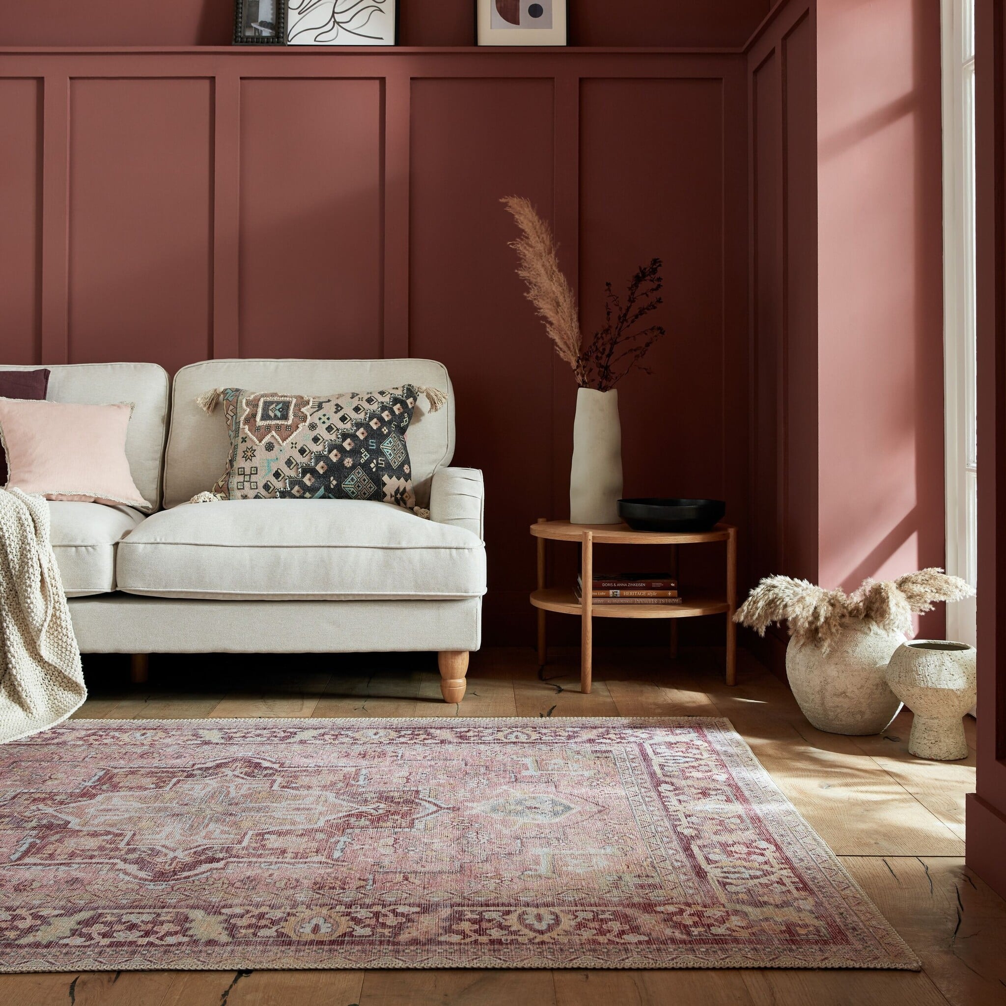 Washable floor rug - Reido Traditional Pink