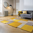 Abstract Floor Rug - Stracto Collage Ochre Yellow
