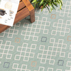 Round Modern Outdoor Rug - Playa Geo Green