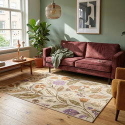 Washable rug – Misty Flowers Cream