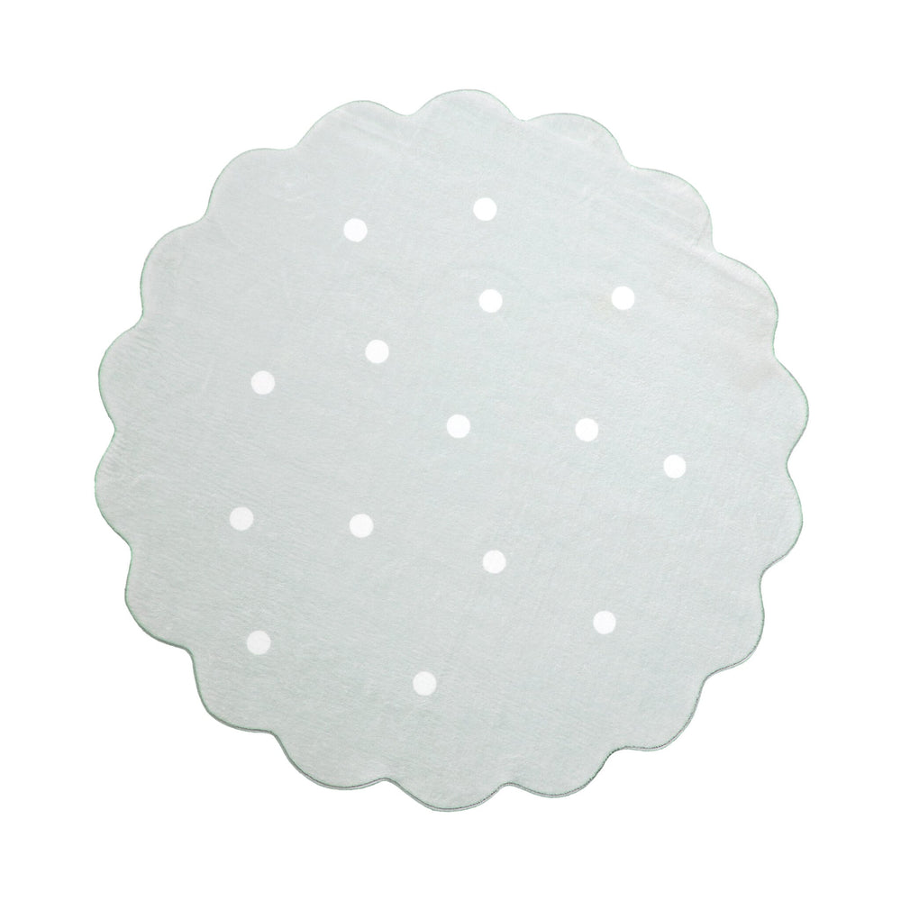 Round Kids Room Rug - Cloudy Dots Mint
