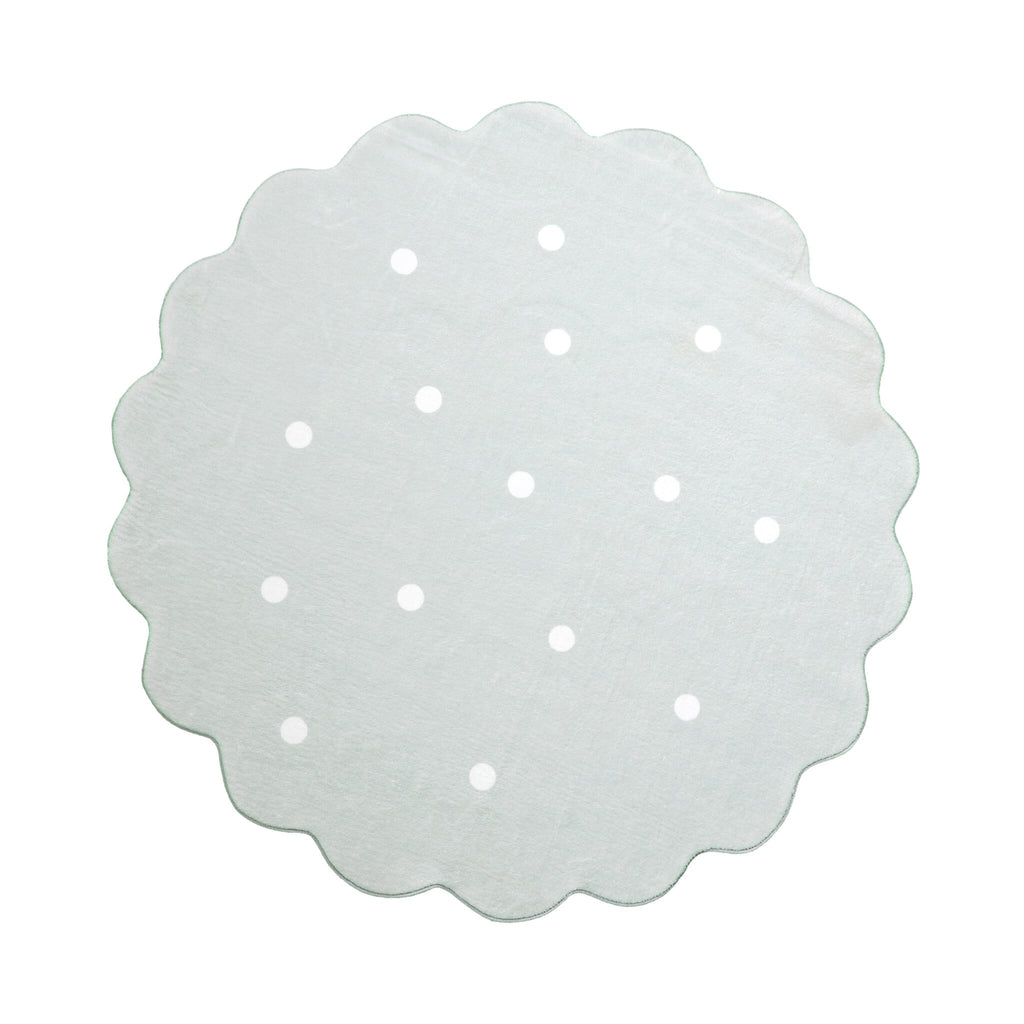 Round Kids Room Rug - Cloudy Dots Mint