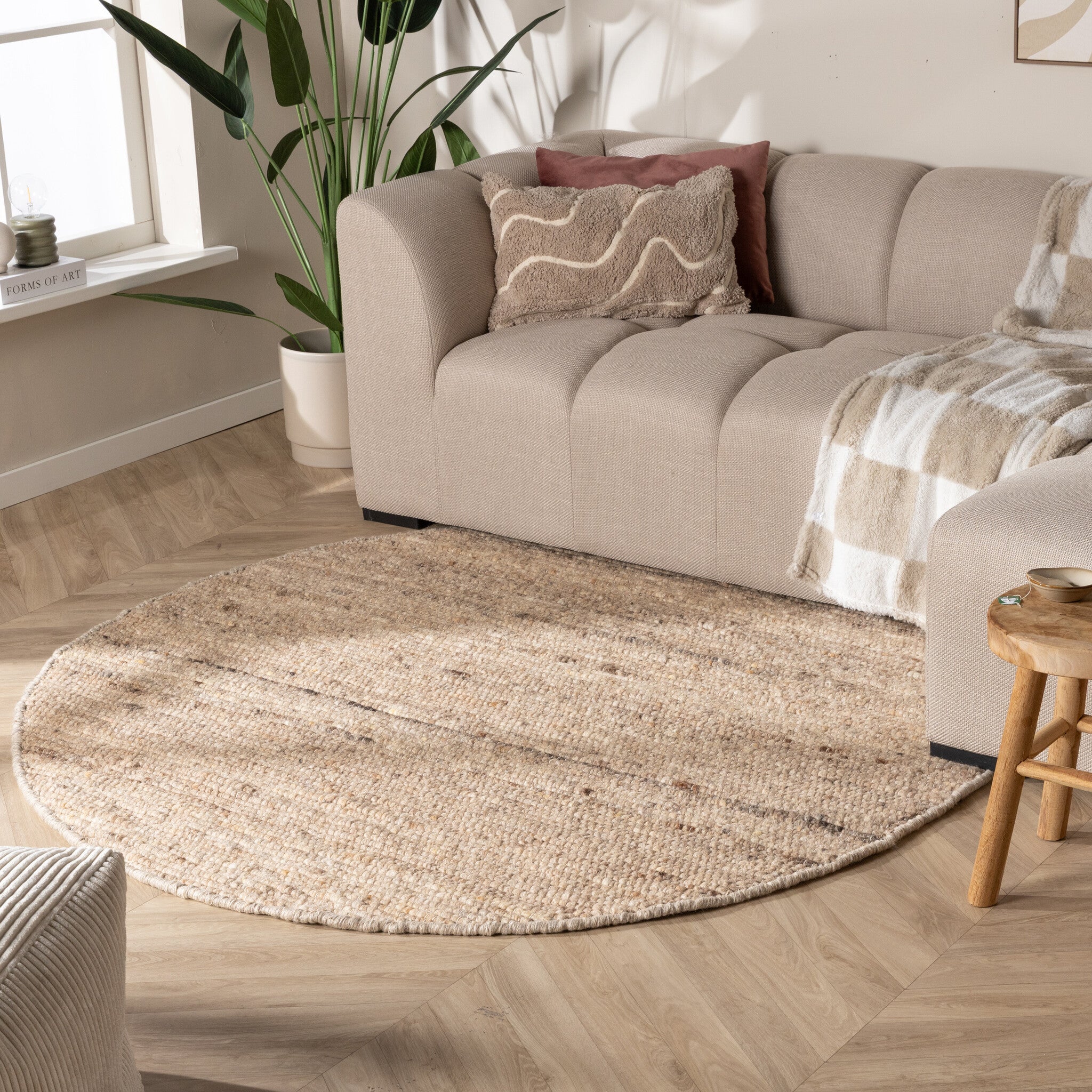 Round Wool Rug - Feline Taupe/Blended