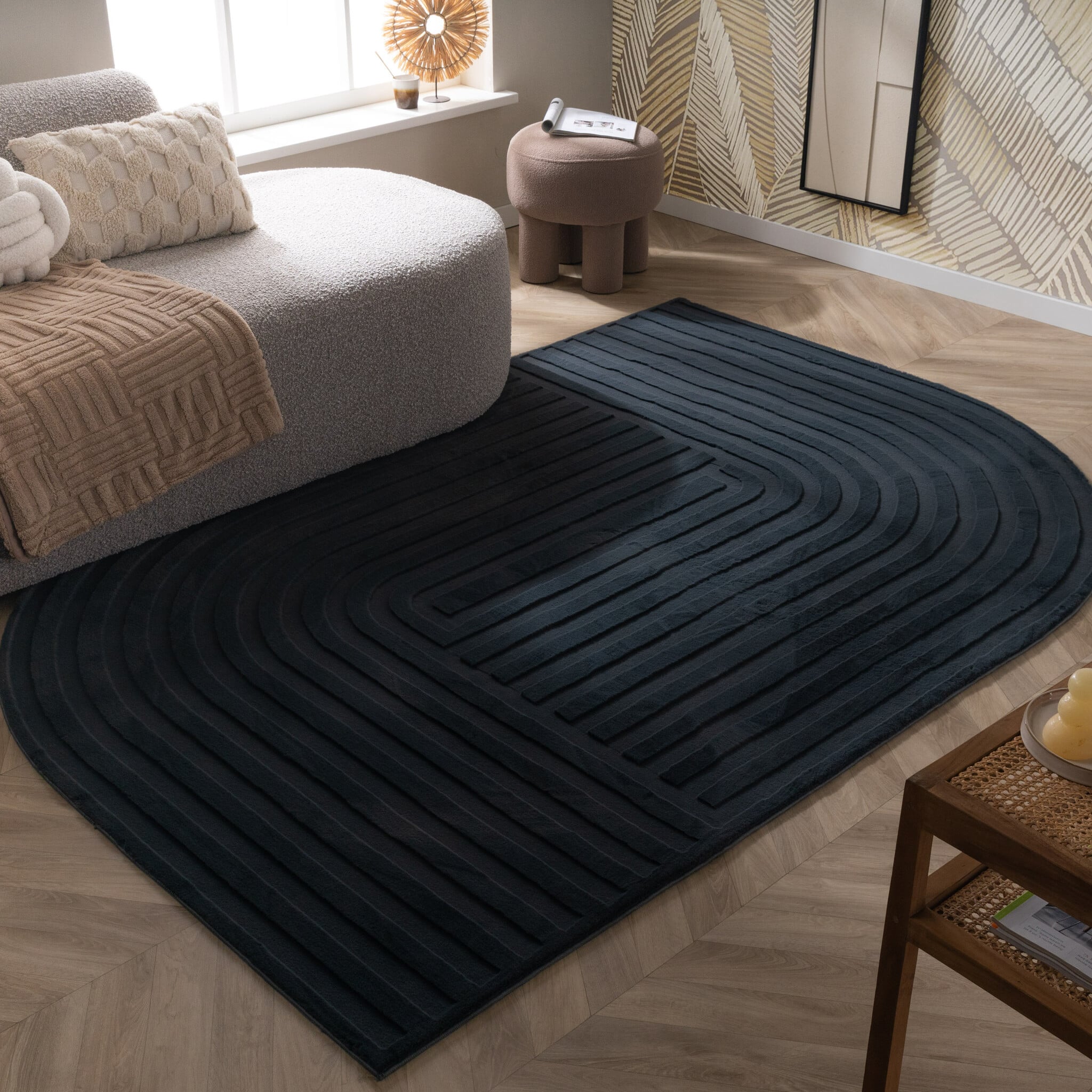 Irregular Rug - Flowy Lines Anthracite