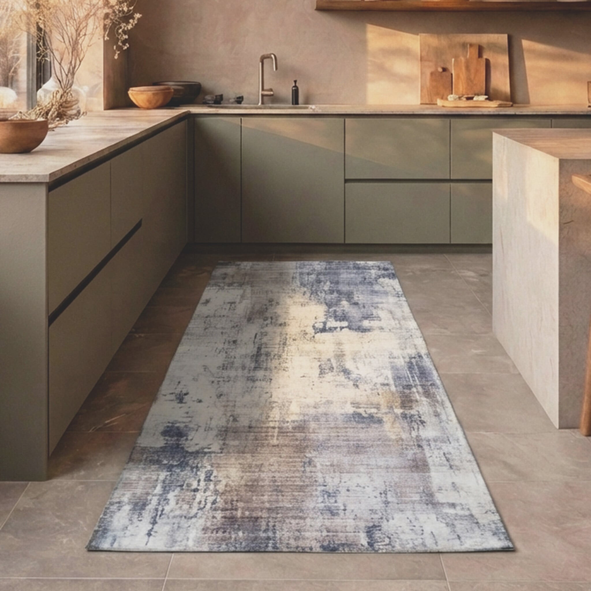 Washable Runner - Domingo Grunge Taupe/Cream
