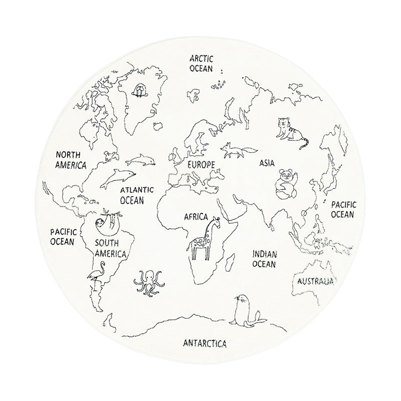 Round Kids Rug - Globe Cream