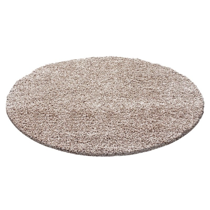 Round High Pile Floor Rug - Life Beige
