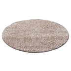 Round High Pile Floor Rug - Life Beige
