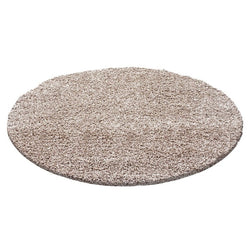 Round High Pile Floor Rug - Life Beige