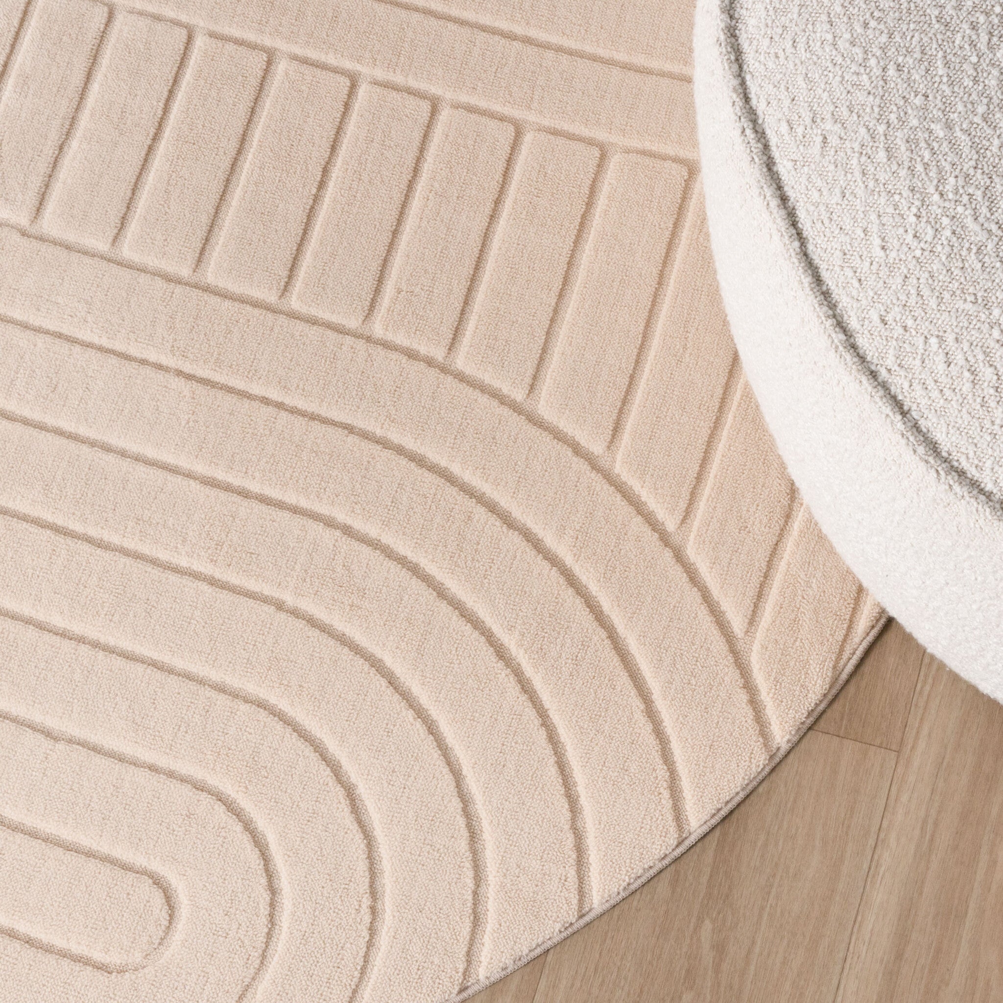 Round Scandinavian Rug - Charm Arches Beige