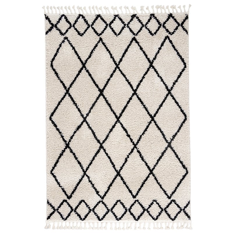 High Pile Rug - Grand Diamond Weave Cream/Black