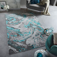 Marble floor rug - Erio Marbled Grey/Turquoise