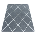 Low-pile floor rug - Smoothly Lines Grey/White