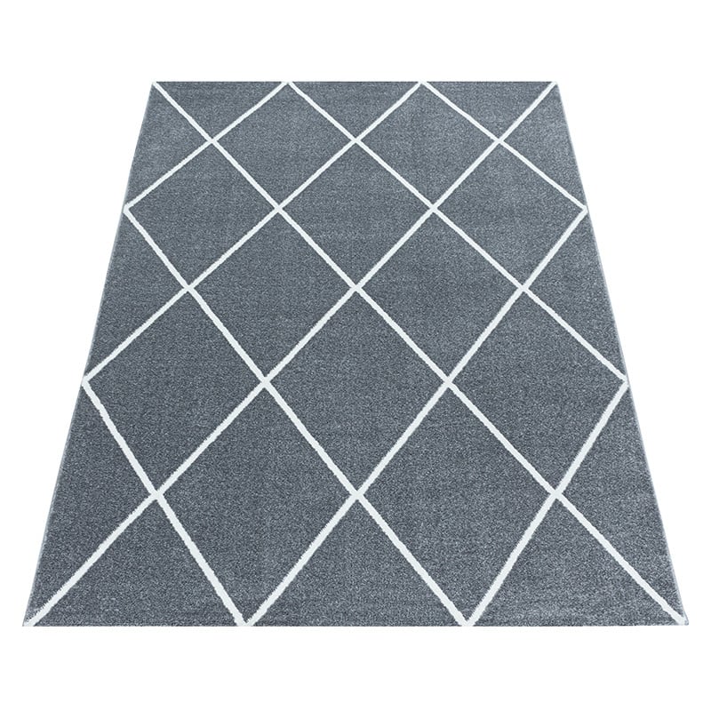 Low-pile floor rug - Smoothly Lines Grey/White