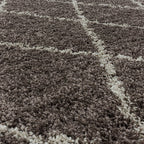 Round berber floor rug - Agadir Lines Taupe/Cream