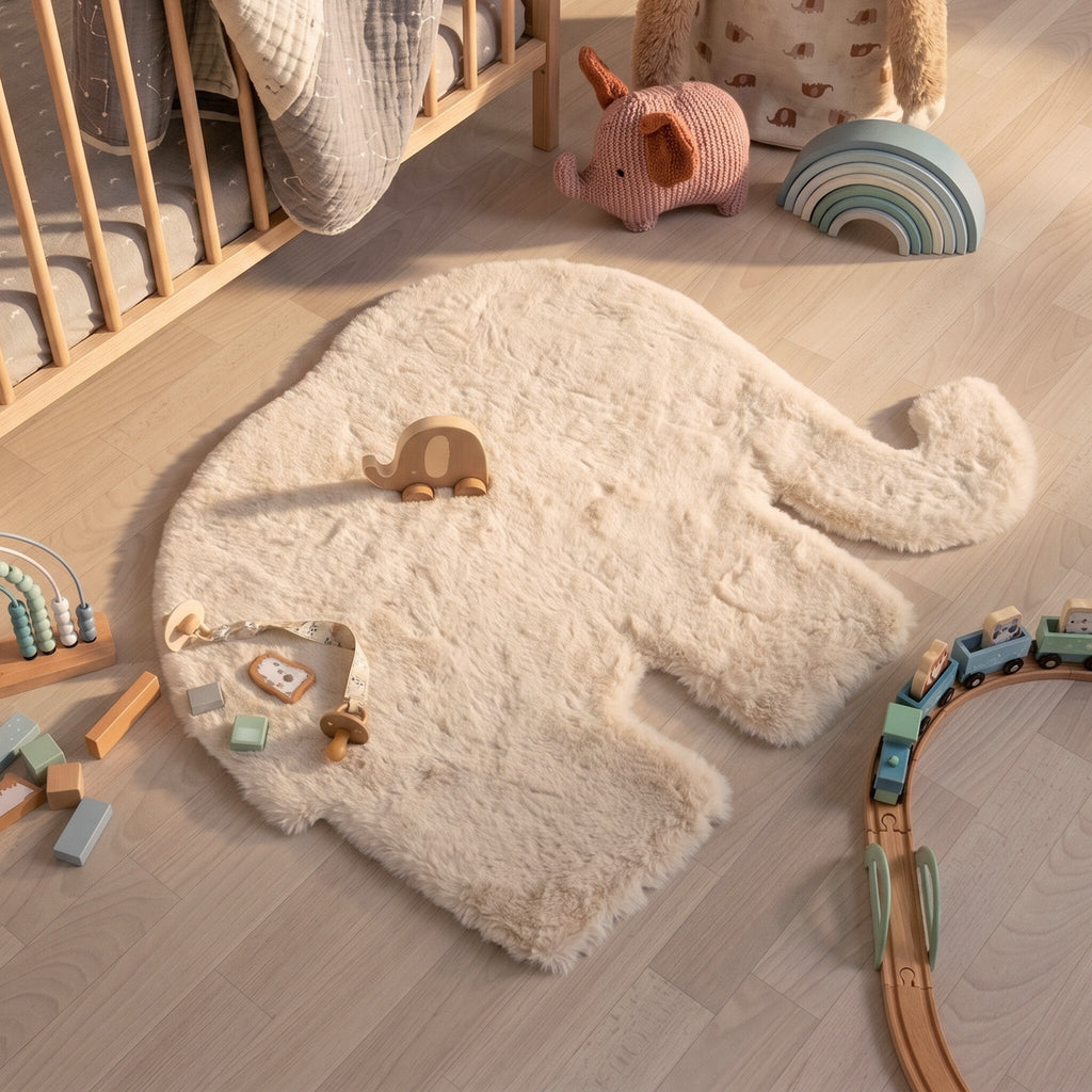Kids Rug - Huggy Elephant Cream